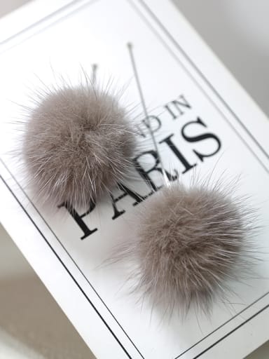 Personalized Fluffy Ball 925 Silver Line Earrings