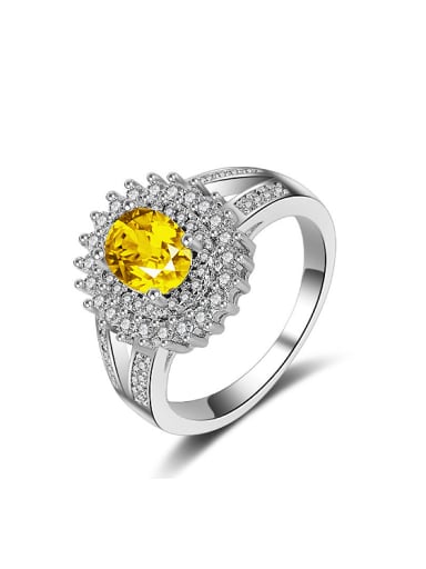 Fashion Shiny White Yellow Zirconias Copper Ring