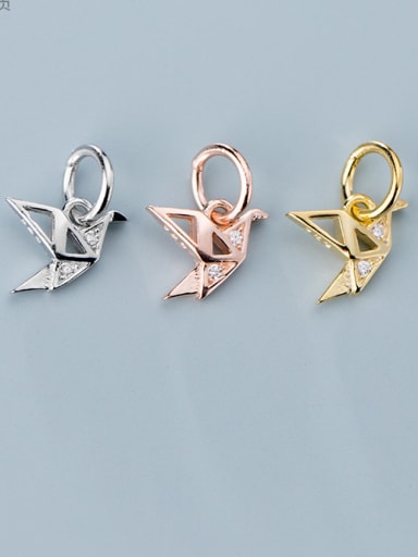 925 Sterling Silver With  Cubic Zirconia  Personality Paper Crane  Pendants