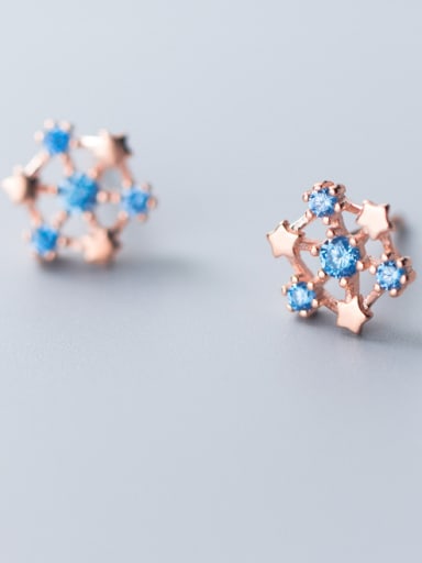 925 Sterling Silver With Cubic Zirconia Fashion Geometric Stud Earrings