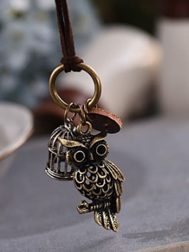 Retro Owl Bird Cage Necklace