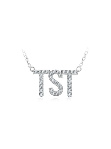 Exquisite 925 Silver Letter Shaped Zircon Necklace