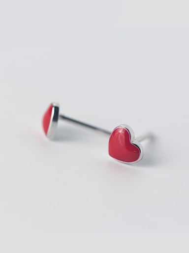 Elegant Red Heart Shaped Enamel Earrings