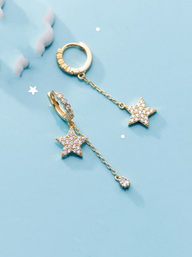 925 Sterling Silver With Gold Plated Simplistic Star Clip On Earrings
