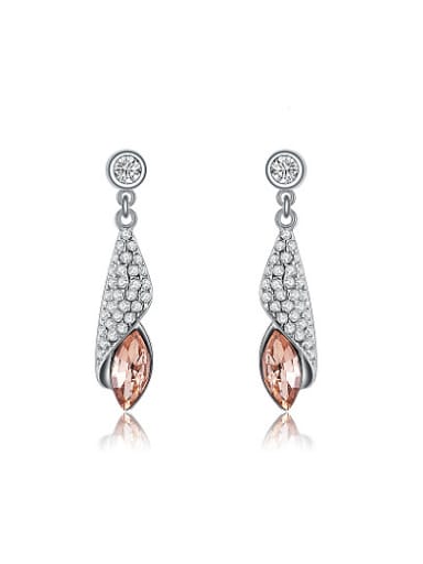 Elegant Orange Oval Shaped Crystal Drop Earrings