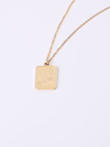 custom Titanium With Gold Plated Personality Square Rose Necklaces