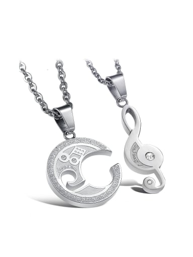Fashion Personalized Musical Note Titanium Lovers Necklace