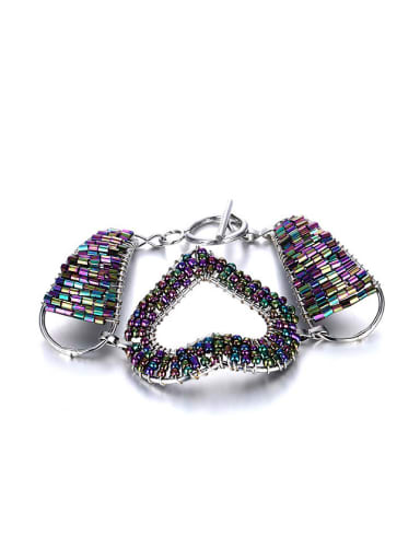 Exquisite Heart Shaped Colorful Beads Alloy Bracelet