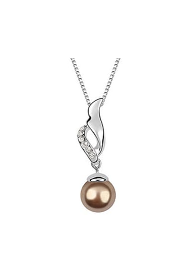 Simple Imitation Pearl-accented Crystals Pendant Alloy Necklace