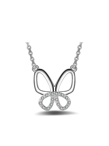 Simple Hollow Butterfly Cubic Zirconias Copper Necklace