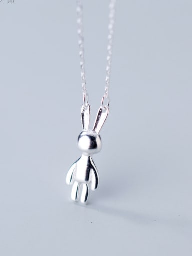 925 Sterling Silver With Silver Plated Cute Rabbit Necklaces