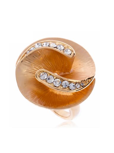 Personalized Exaggerated Flowery Gold Plated Rhinestones Alloy Ring