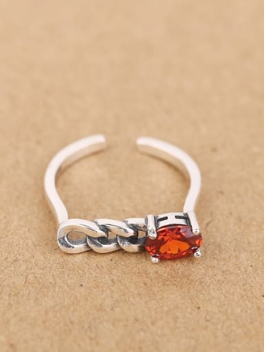 Personalized Garnet Stone Chain Ring