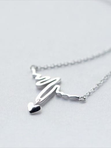 S925  Silver Heart ECG Shape Personality Necklace