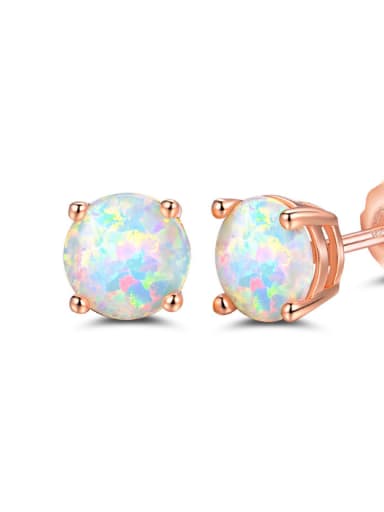 Small Exquisite Rose Gold Plated Opal Stud Earrings