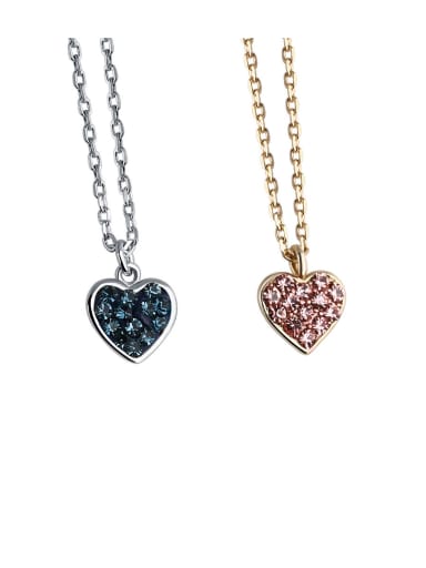 925 Sterling Silver With  Cubic Zirconia Cute Heart Locket Necklace