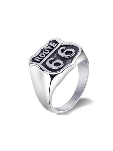 Titanium U.S. Route 66 Signet Ring