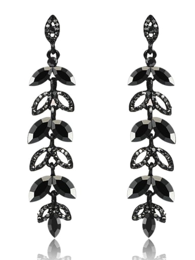 Stainless Steel With Inserted drill  Luxury Leaf Earrings