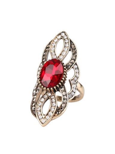 Retro style Antique Gold Plated Red Crystal Alloy Ring
