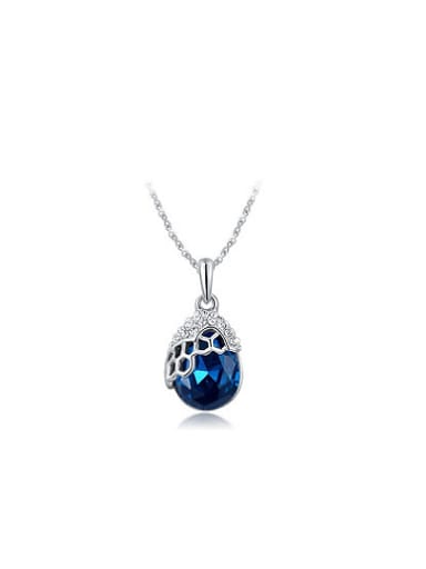 White Gold Water Drop Shaped Crystal Necklace
