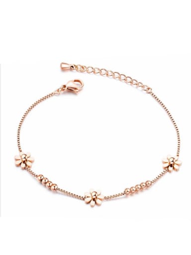 Stainless Steel With Rose Gold Plated Cute Flower Bracelets