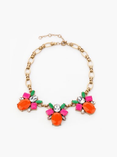 Fashionable Artificial Stones Flower Necklace