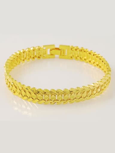 Men Fashion 24K Gold Plated Geometric Shaped Frosted Bracelet