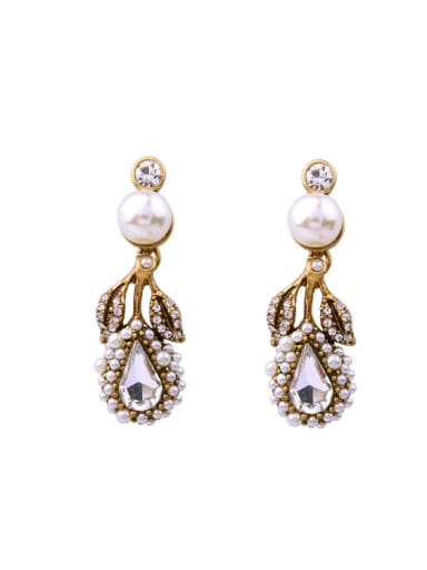 Retro Noble Artificial Pearls Drop Chandelier earring