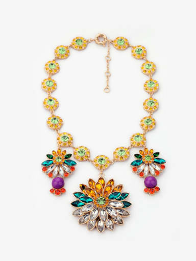 Colorful Flower Artificial Stones Alloy Necklace