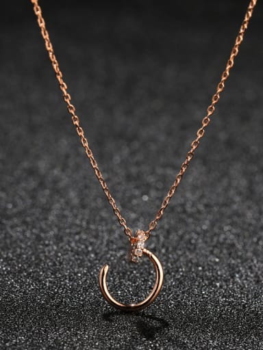 925 Sterling Silver With Rose Gold Plated Simplistic Smooth  Round Necklaces