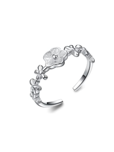 Fashion Flower Shaped Silver Opening Ring