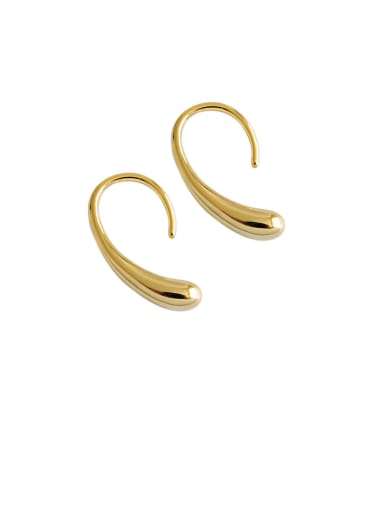 925 Sterling Silver With Gold Plated Simplistic Water Drop Hook Earrings