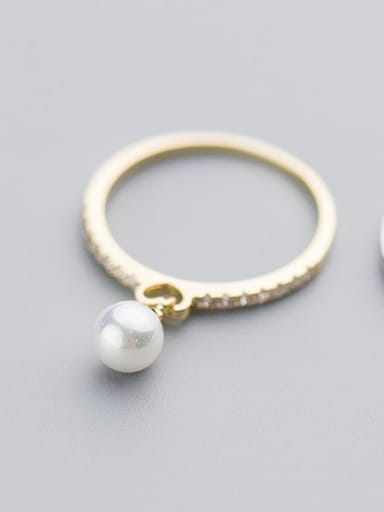 Fresh Gold Plated Shell Pearl S925 Silver Ring