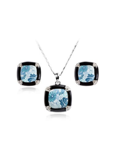 custom Creative Square Shaped Polymer Clay Two Pieces Jewelry Set