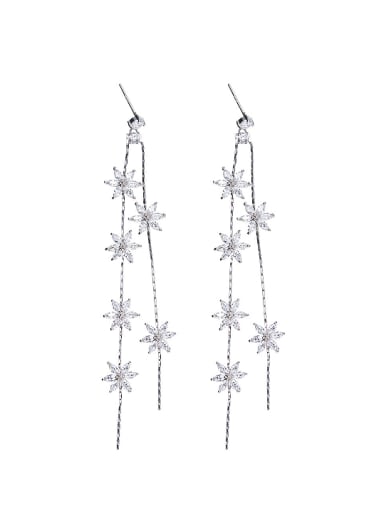 Fashion Tiny Flowers Zirconias Copper Drop Earrings