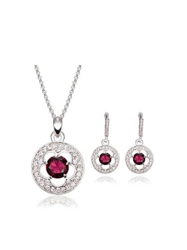 Alloy White Gold Plated Fashion Stone and Rhinestone Two Pieces Jewelry Set
