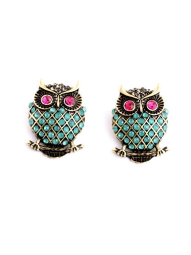 Owl Rhinestones Alloy stud Earring