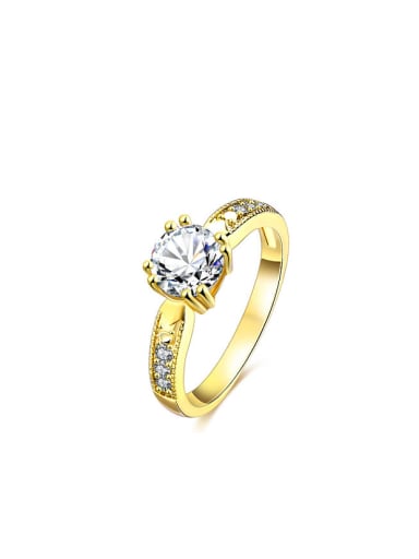 Women All-match Gold Plated Zircon Alloy Ring