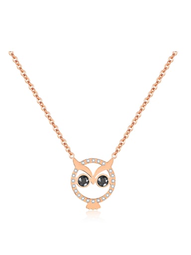 Simple Lovely Owl Rhinestones Titanium Necklace