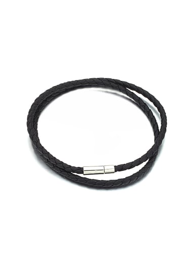 Simple Black Artificial Leather Titanium Necklace