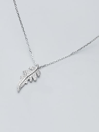 925 Sterling Silver With Platinum Plated Simplistic Leaf Necklaces