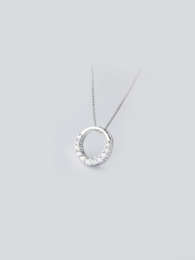 S925 Silver Simple Round Necklace With CZ