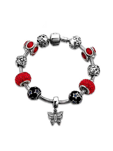 Personality Red Butterfly Shaped Glass Stone Bracelet