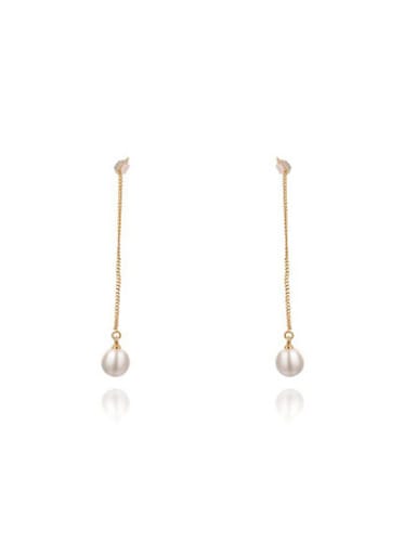 Elegant Gold Plated Pearl Drop Earrings