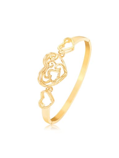 Copper Alloy 24K Gold Plated Classical Heart-shaped Hollow Bangle