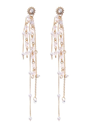 Alloy With Gold Plated Long section multi-layer tassel Charm Drop Earrings