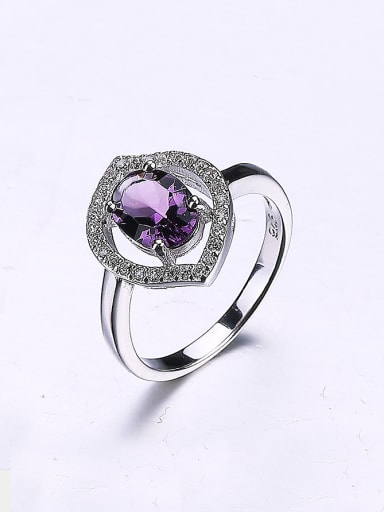 Women Purple Flower Zircon Ring