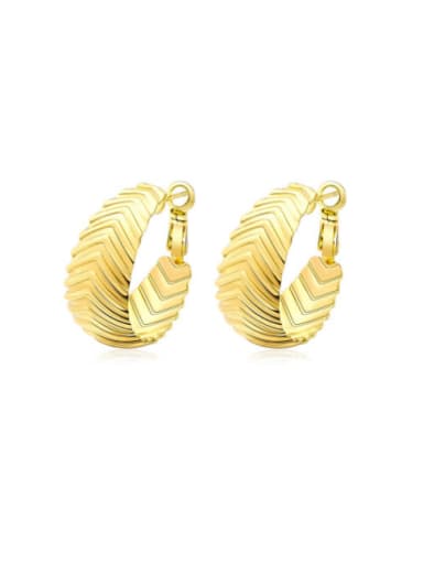 Creative 18K Gold Plated Round Shaped Lines Earrings