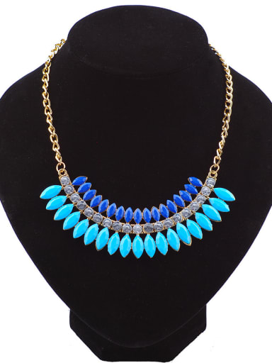 Fashion Marquise Stones Gold Plated Alloy Necklace