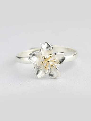 Open Design Flower Silver Ring